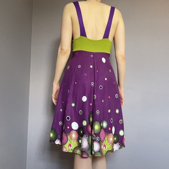 Whimsical Purple and Green Summer Dress - Picture 3 of 9